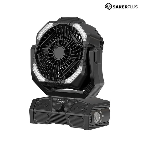 Sakerplus® Rechargeable Portable Camping Fan With LED Light