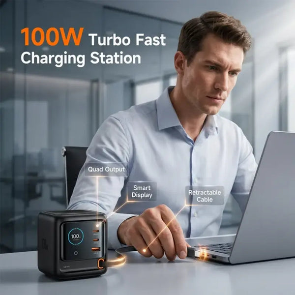 Sakerplus® 100W Retractable Cable Charging Station