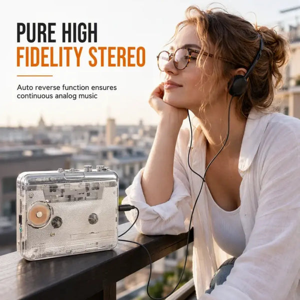 Sakerplus® Transparent Portable Stereo Cassette Player