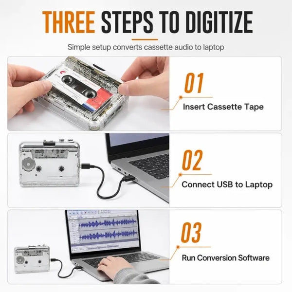 Sakerplus® Transparent Portable Stereo Cassette Player