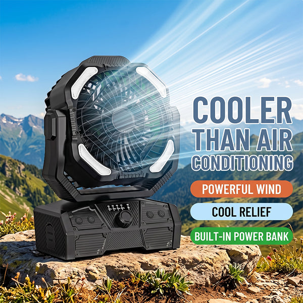 Sakerplus® Rechargeable Portable Camping Fan With LED Light